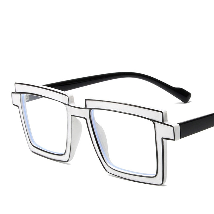 CCspace Unisex Full Rim Square Tr 90 Titanium Eyeglasses 56791 Full Rim CCspace C7White  