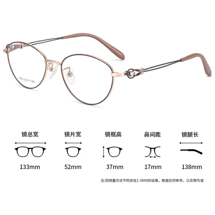 Reven Jate Women's Full Rim Oval Cat Eye Alloy Eyeglasses 661186