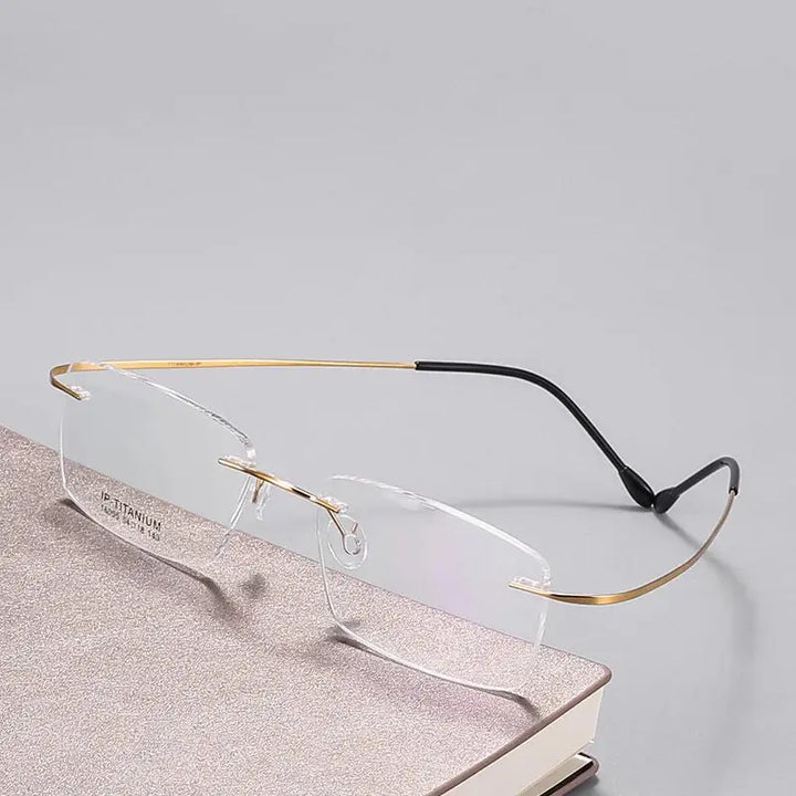 Gmei 160029 Unisex Rimless Square Hingeless Titanium Frames FuzWeb
