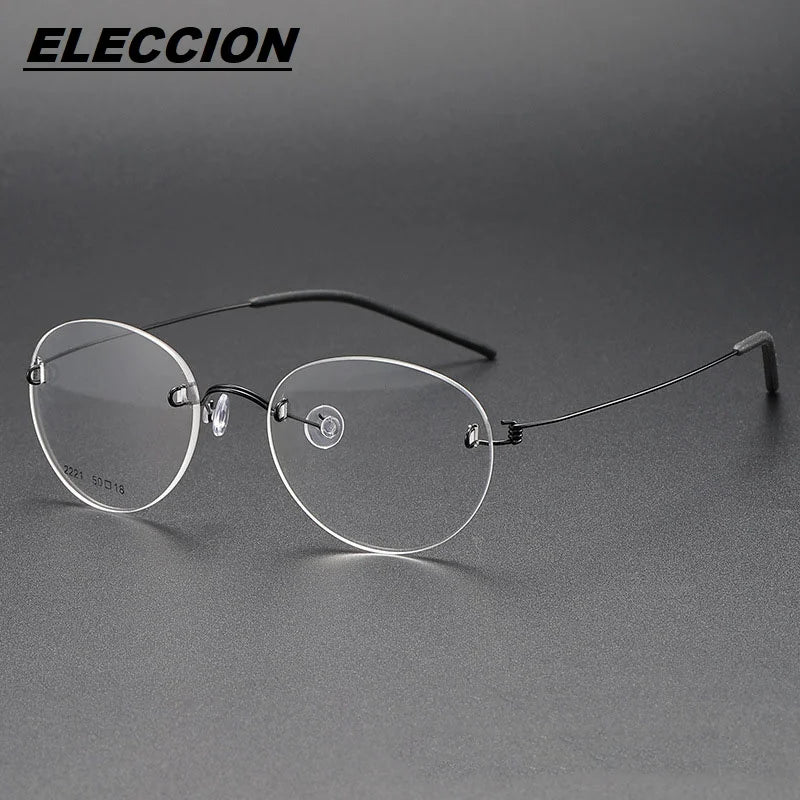 Eleccion Women's Rimless Oval Screwless Titanium Eyeglasses 42221