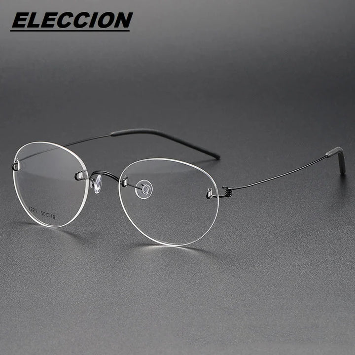 Eleccion Women's Rimless Oval Screwless Titanium Eyeglasses 42221