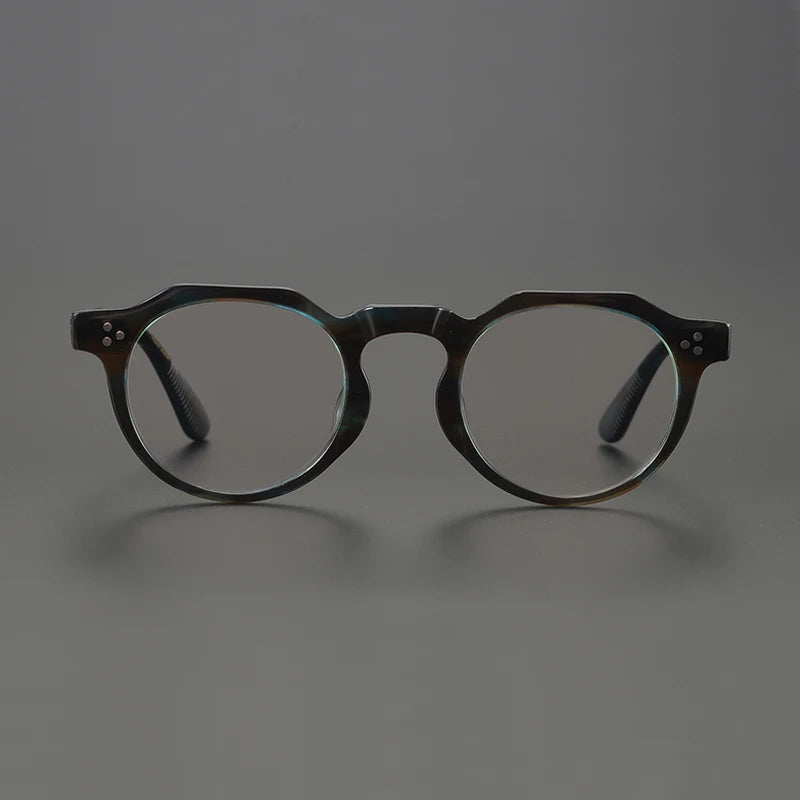 Black Mask Unisex Full Rim Acetate Flat Top Round Eyeglasses V9532  Black Mask   