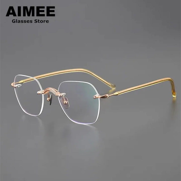 Aimee Women's Rimless Flat Top Square Titanium Eyeglasses 7122 Rimless Aimee   