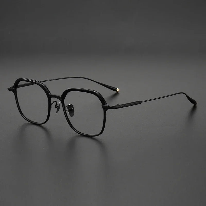 Aror Unisex Full Rim Polygon Square Acetate Titanium Eyeglasses 51143