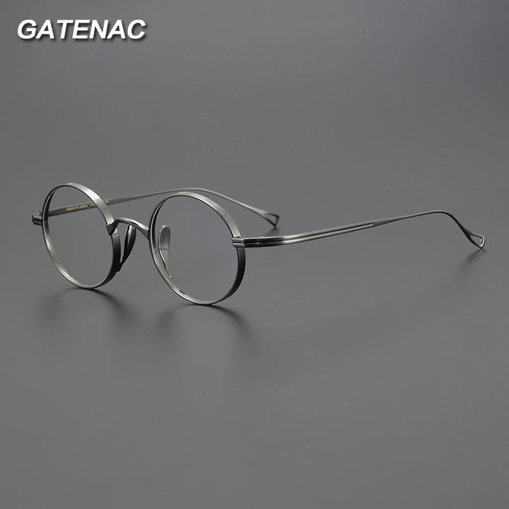 Gatenac Unisex Full Rim Small Round Titanium Eyeglasses Gxyj1446 Full Rim Gatenac   