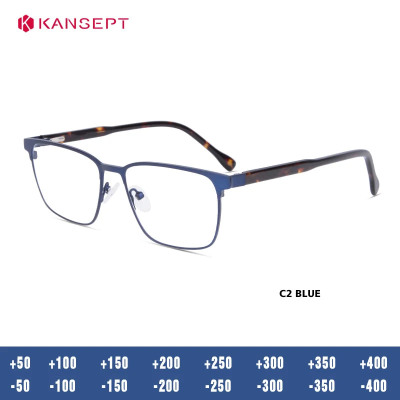 Kansept Women's Full Rim Square Alloy Tr 90 Reading Glasses 74632