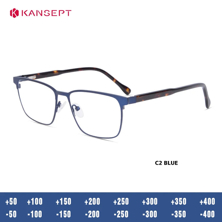 Kansept Women's Full Rim Square Alloy Tr 90 Reading Glasses 74632
