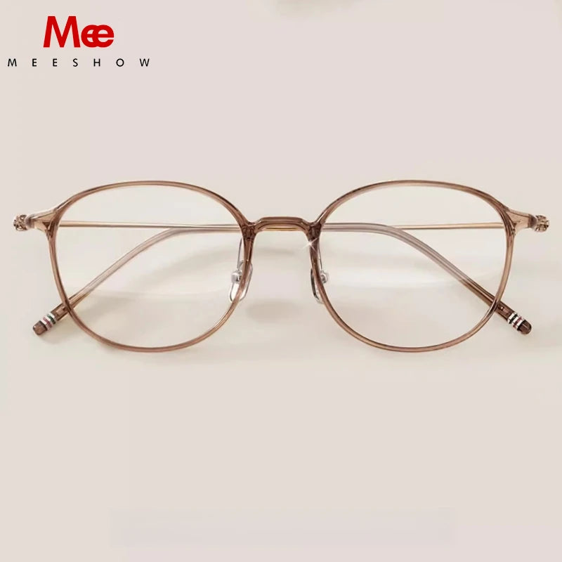 Meeshow Women's Full Rim Round Tr 90 Titanium Reading Glasses 91160