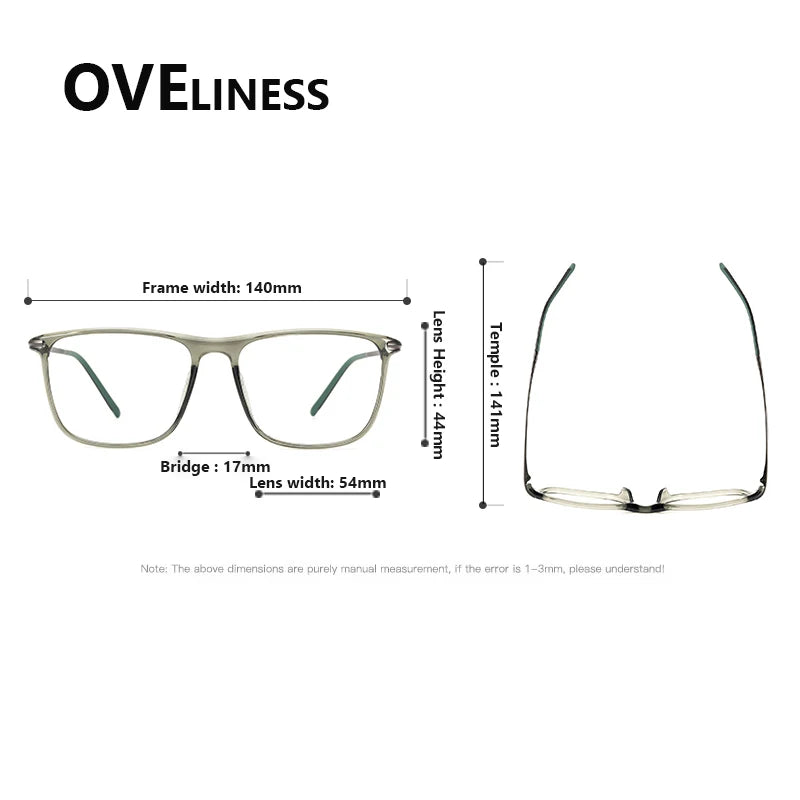 Oveliness Unisex Full Rim Square Acetate Titanium Eyeglasses 72349 Full Rim Oveliness