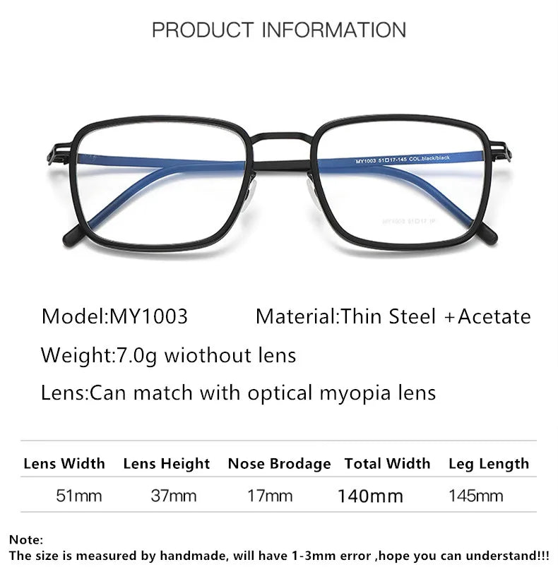 Aimee Unisex Full Rim Square Acetate Titanium Eyeglasses 81003 Full Rim Aimee