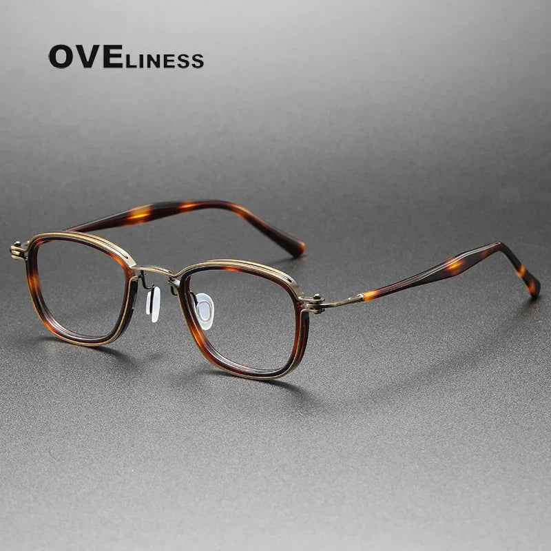 Oveliness Unisex Full Rim Big Square Acetate Titanium Eyeglasses 395861
