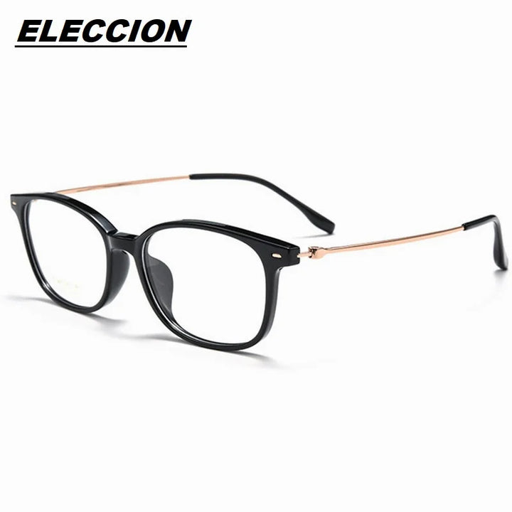 Eleccion Women's Full Rim Square Tr 90 Titanium Eyeglasses 7186 Full Rim Eleccion Black - Rose Gold