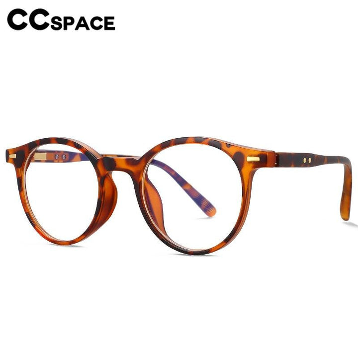 CCspace Unisex Full Rim Round Acetate Eyeglasses 56530 Full Rim CCspace   