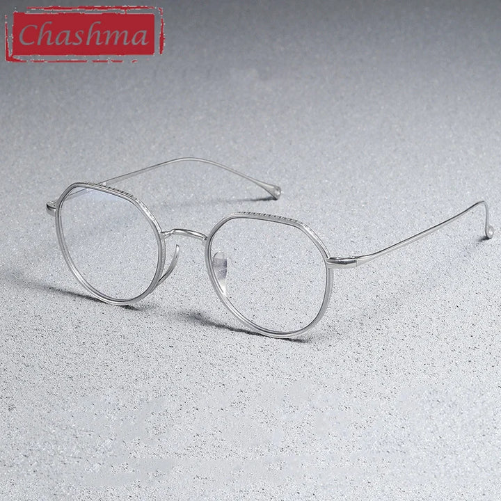 Chashma Ottica Women's Full Rim Flat Top Round Titanium Acetate Eyeglasses 417310