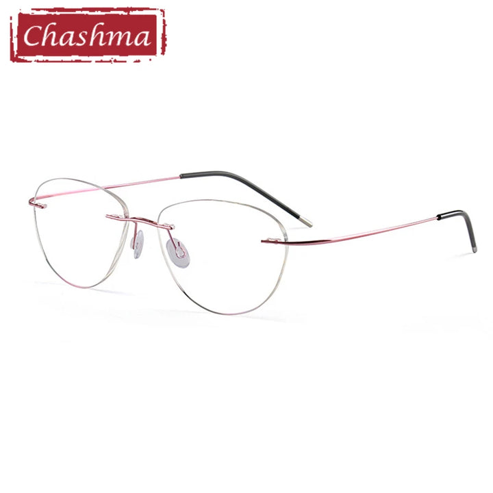 Chashma Women's Rimless Oval Cat Eye Titanium Eyeglasses 871003