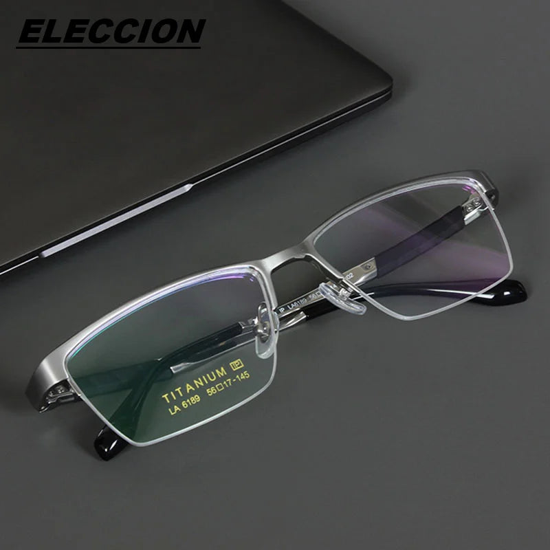 Eleccion Unisex Semi Rim Square Titanium Eyeglasses 6193 Semi Rim Eleccion