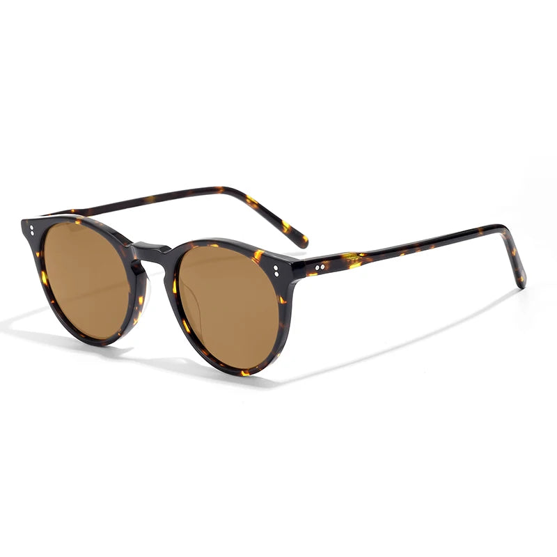 Black Mask Full Rim Round Acetate Polarized Sunglasses 605183