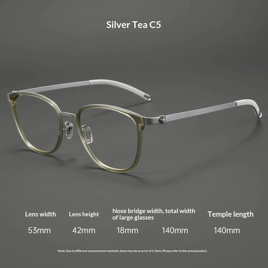 Aror Full Rim 212330 140mm Screwless Square Titanium Unisex Frames FuzWeb