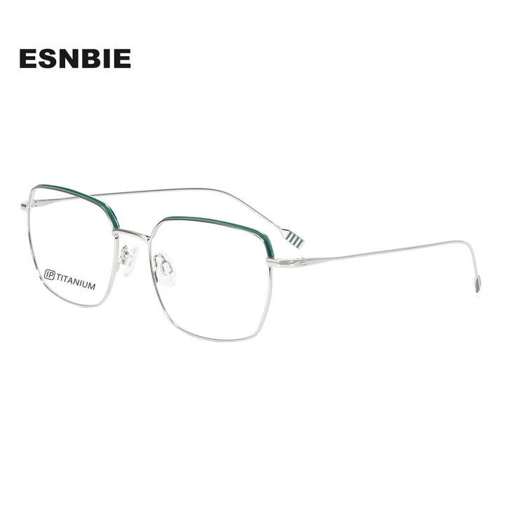 Esnbie Women's Full Rim Flat Top Square Titanium Eyeglasses 227022