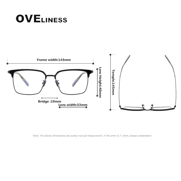 Oveliness Unisex Full Rim Square Titanium Acetate Eyeglasses 80985 Full Rim Oveliness   