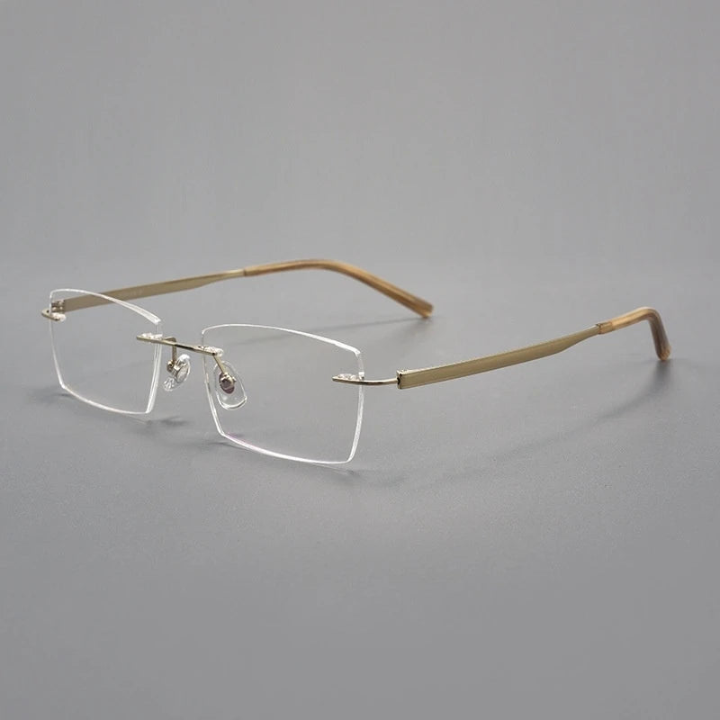 Yimaruili Men's Rimless Square Titanium Eyeglasses 15802