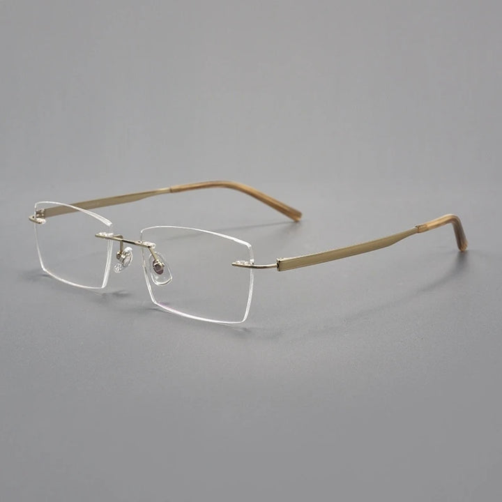 Yimaruili Men's Rimless Square Titanium Eyeglasses 15802