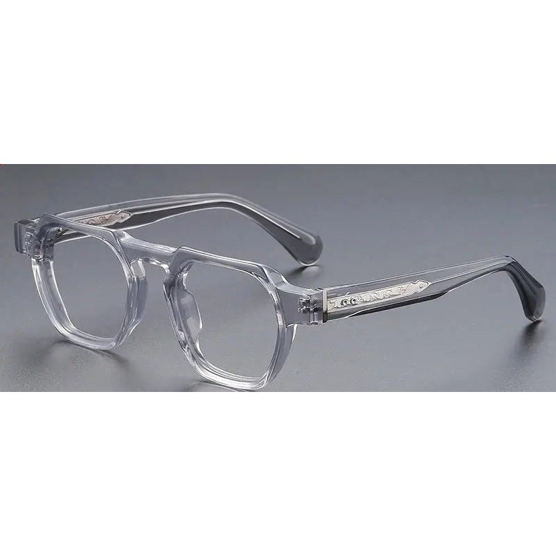 Vicky Men's Full Rim Big Flat Top Oval Acetate Alloy Reading Glasses 755009.
