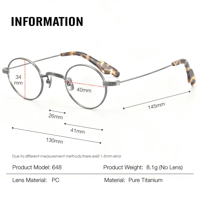 Muzz 684R men's small round titanium prescription eyeglasses — view 2