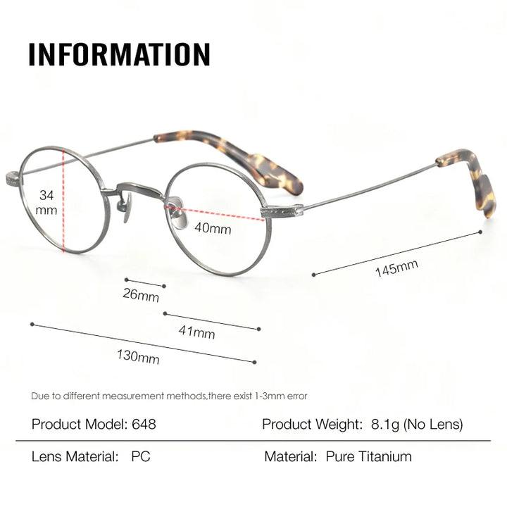 Muzz 684R men's small round titanium prescription eyeglasses — view 2