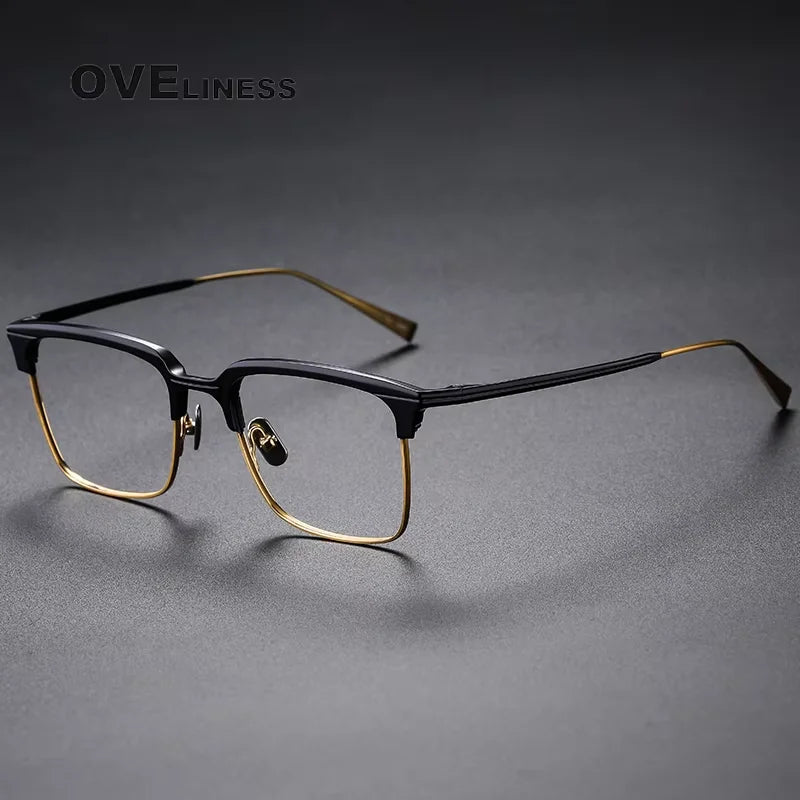 Oveliness Women's Full Rim Square Acetate Titanium Eyeglasses 614137