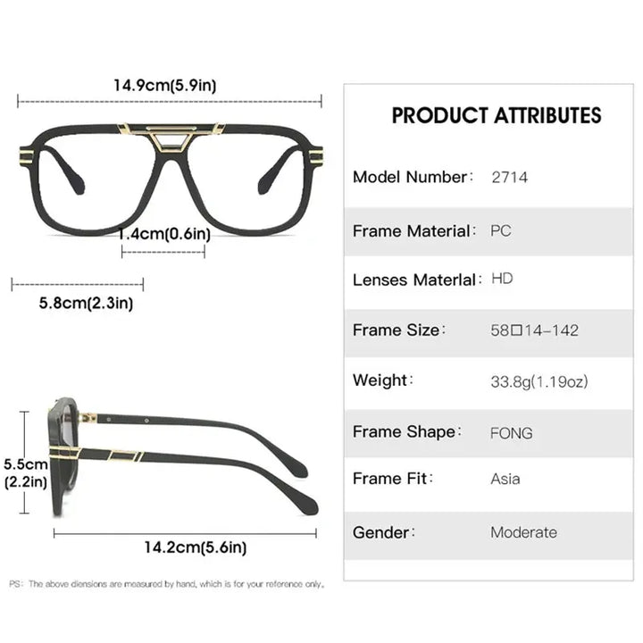 Kocolior 271400 Mens Full Rim Square Double Bridge PC Frames — view 2 | Kocolior at FuzWeb