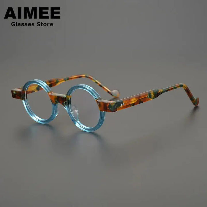Aimee Unisex Full Rim Round Acetate Thick Temple Eyeglasses 402243 FuzWeb