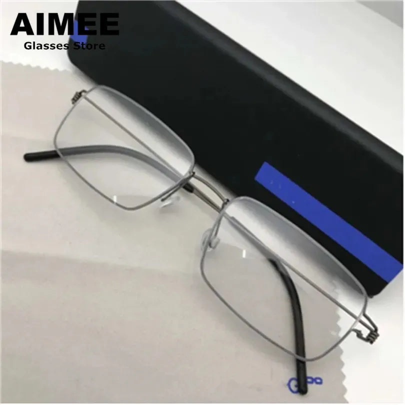 Aimee Unisex Full Rim Square Screwless Titanium Alloy Eyeglasses 19425 Full Rim Aimee   