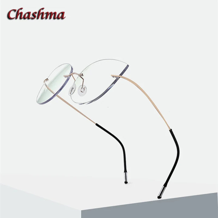 Chashma Ochki Unisex Rimless Cat Eye 2g Titanium Eyeglasses 003 Rimless Chashma Ochki   