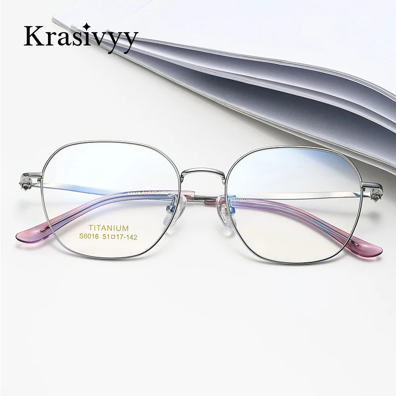 Krasivyy Women's Full Rim Flat Top Square Titanium Eyeglasses 6016 Full Rim Krasivyy   