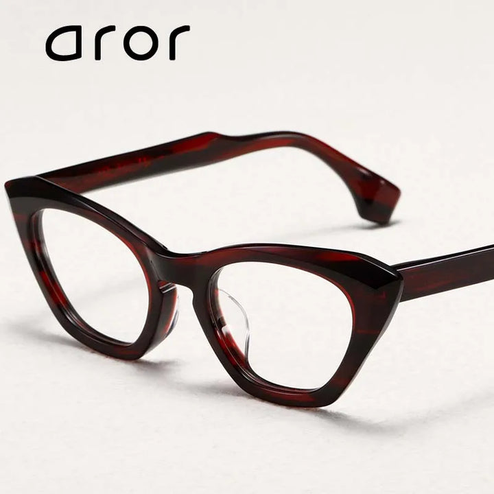 Aror Unisex Full Rim Square Cat Eye Thick Acetate Eyeglasses 47319 Full Rim Aror