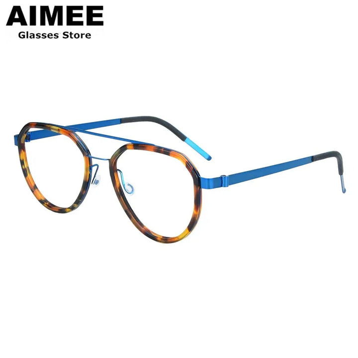 Aimee Unisex Full Rim Oval Double Bridge Titanium Eyeglasses 9745