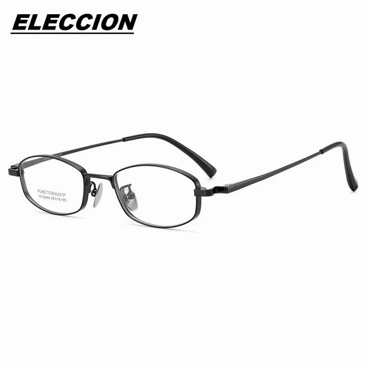 Eleccion Unisex Full Rim Oval Square Titanium Eyeglasses 2499 Full Rim Eleccion Black CHINA