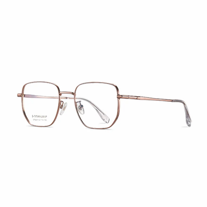 Ralferty Women's Full Rim Square Titanium Alloy Eyeglasses R6221 Full Rim Ralferty C11Rose Gold CHINA 