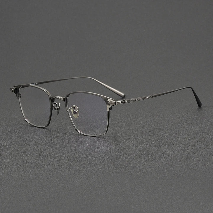 Black Mask Women's Full Rim Square Titanium Eyeglasses 42406 Full Rim Black Mask Gun Gray  