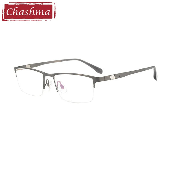 Chashma Ochki Men's Semi Rim Square Titanium Eyeglasses 44279 Semi Rim Chashma Ochki Light Gray  