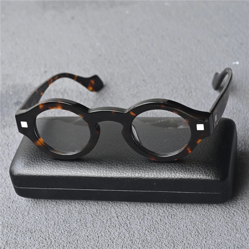 Black Mask Unisex Full Rim Round Thick Acetate Eyeglasses 426302
