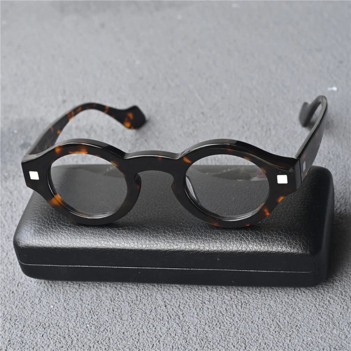 Black Mask Unisex Full Rim Round Thick Acetate Eyeglasses 426302