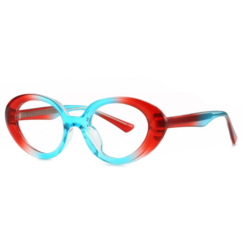 CCSpace Women's Full Rim Oval Pc Plastic Eyeglasses/Sunglasses 56760 Full Rim CCspace C9RedClear  