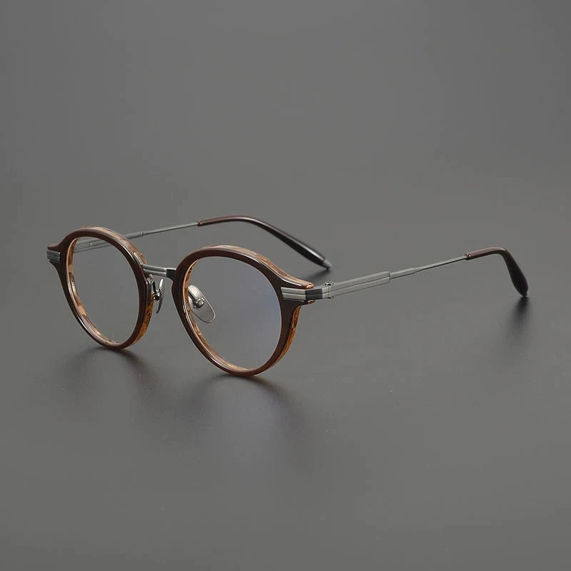 Gatenac Unisex Full Rim Oval Round Acetate Titanium Eyeglasses G9828