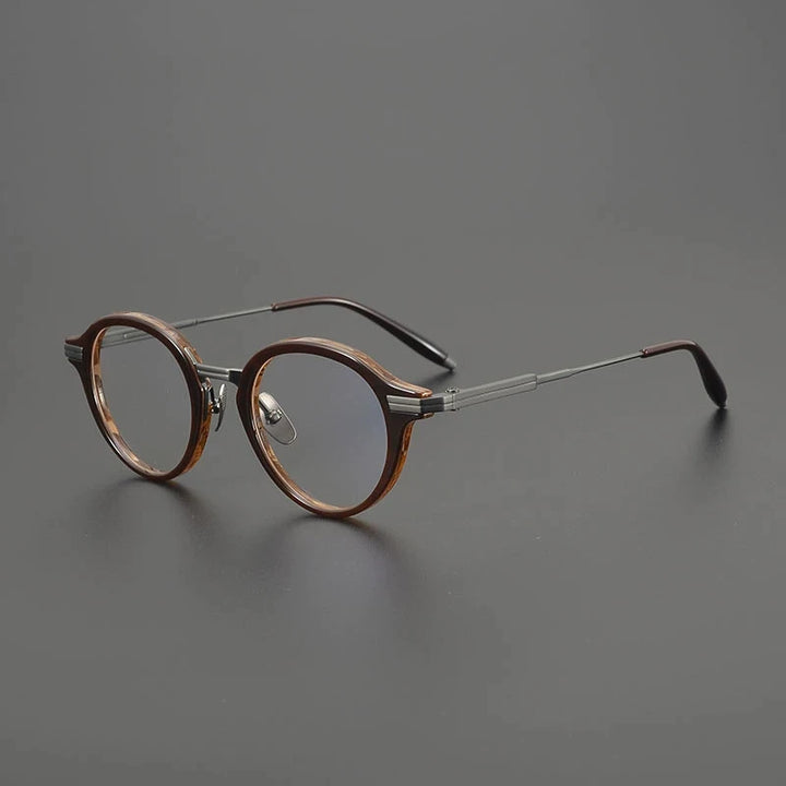 Gatenac Unisex Full Rim Oval Round Acetate Titanium Eyeglasses G9828