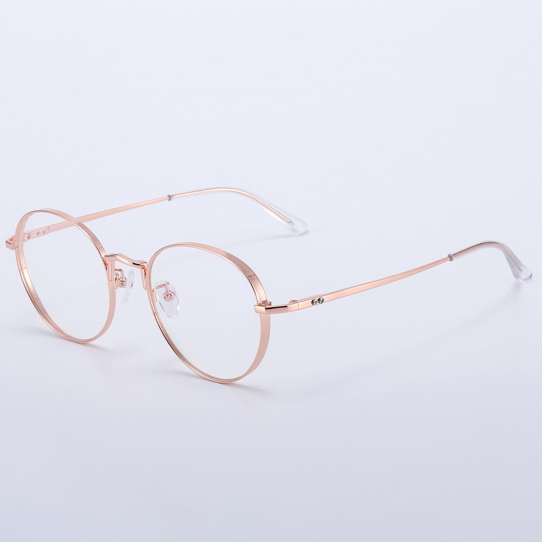 KatKani Unisex Full Rim Round Titanium Eyeglasses 30001 Full Rim KatKani Eyeglasses Rose Gold  