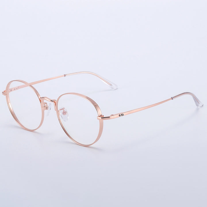 KatKani Unisex Full Rim Round Titanium Eyeglasses 30001 Full Rim KatKani Eyeglasses Rose Gold  