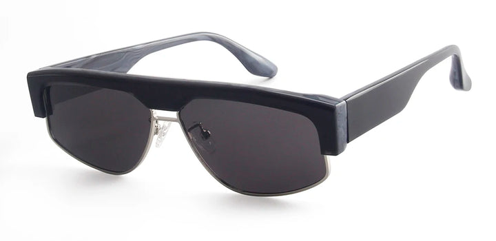 Esnbie Unisex Full Rim Oval Acetate Alloy Tac Sunglasses 240741