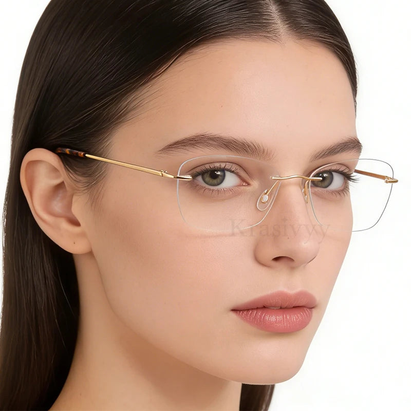Krasivyy Unisex Rimless Oval Titanium Prescription Eyeglasses KR16022